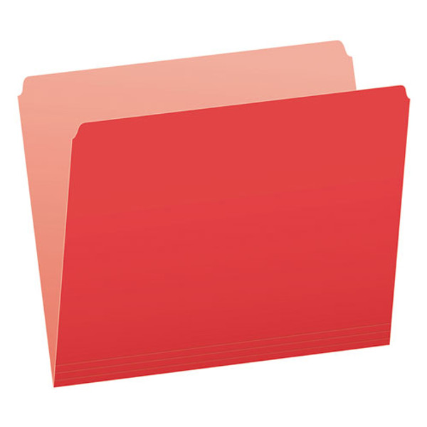 PFX152RED Pendaflex® Two-Tone Color File Folders, Letter Size, Red, Straight Cut, 100/BX
