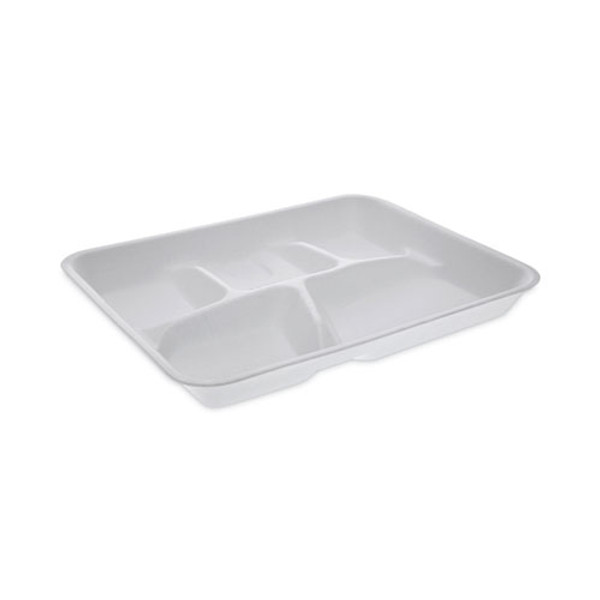 Foam School Trays, 5-compartment, 8.25 X 10.5 X 1,  White, 500/carton