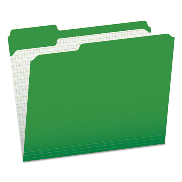 PFXR15213BGR Pendaflex® Color File Folders with Interior Grid, Letter Size, Bright Green, 1/3 Cut, 100/BX