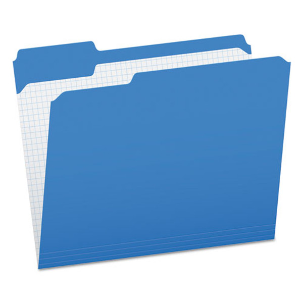 PFXR15213BLU Pendaflex® Color File Folders with Interior Grid, Letter Size, Blue, 1/3 Cut, 100/BX