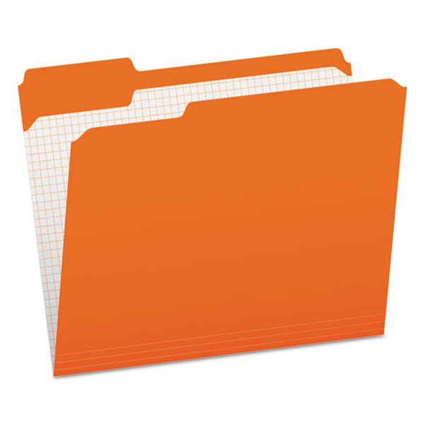 PFXR15213ORA Pendaflex® Color File Folders with Interior Grid, Letter Size, Orange, 1/3 Cut, 100/BX