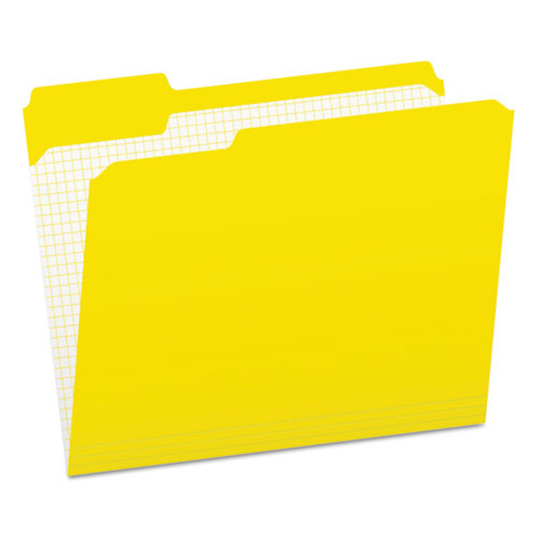 PFXR15213YEL Pendaflex® Color File Folders with Interior Grid, Letter Size, Yellow, 1/3 Cut, 100/BX