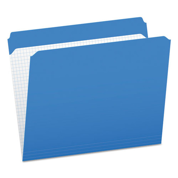 PFXR152BLU Pendaflex® Color File Folders with Interior Grid, Letter Size, Blue, Straight Cut, 100/BX