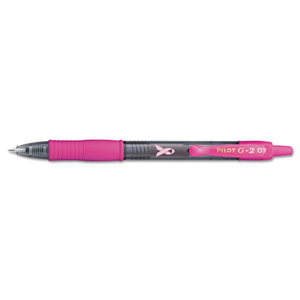 G2 Premium Breast Cancer Awareness Gel Pen, Retractable, Fine 0.7 Mm, Black Ink, Smoke/pink Barrel, Dozen
