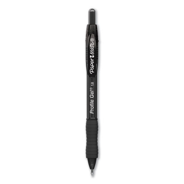 Profile Gel Pen, Retractable, Bold 1 Mm, Black Ink, Translucent Black Barrel, Dozen