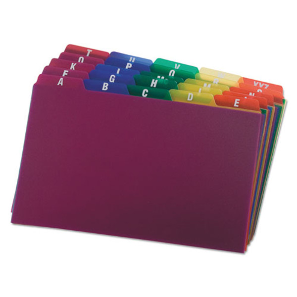 OXF73155 Poly Index Card Guides- A-Z or Monthly, 5x8, 5 Tab, Assorted