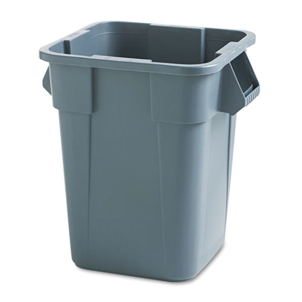 Square Brute Container, 40 Gal, Polyethylene, Gray