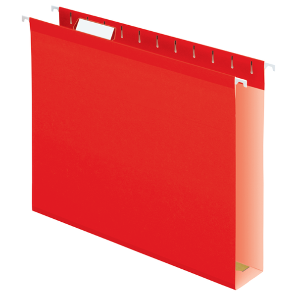 PFX04152x2RED Pendaflex® Extra Capacity Reinforced Hanging Folders, 2" Letter Size, 1/5 Cut, Red, 25/BX