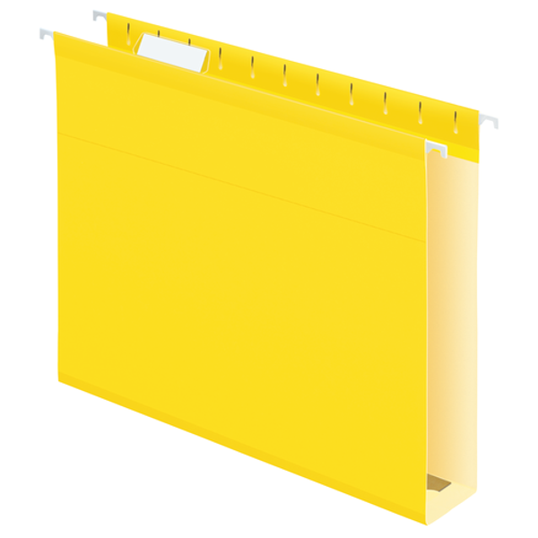 PFX04152x2YEL Pendaflex® Extra Capacity Reinforced Hanging Folders, 2", Letter Size, Yellow, 1/5 Cut, 25/BX