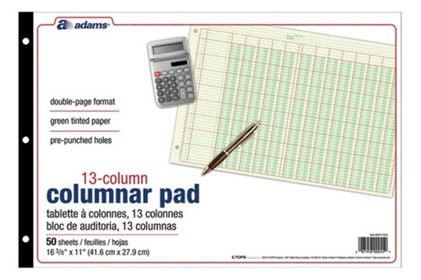 ABFACP111613 Columnar Pad, 13 Col, 11" x 16-3/8", 6 EA/CT