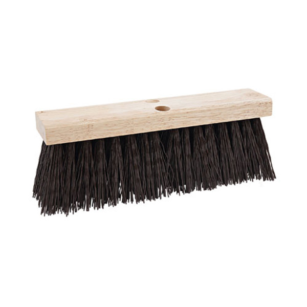 Street Broom Head, 6.25" Brown Polypropylene Bristles, 16" Brush