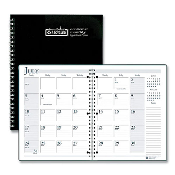 Spiralbound Academic Monthly Planner, 11 X 8.5, Black Cover, 14-month (july To Aug): 2023 To 2024