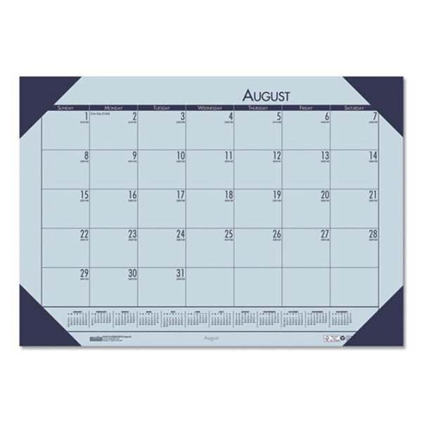 Ecotones Recycled Academic Desk Pad Calendar, 18.5 X 13, Orchid Sheets, Cordovan Corners, 12-month (aug-july): 2023-2024