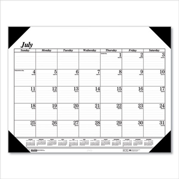 Recycled Economy Academic Desk Pad Calendar, 22 X 17, White/black Sheets, Black Binding/corners,14-month(july-aug): 2023-2024