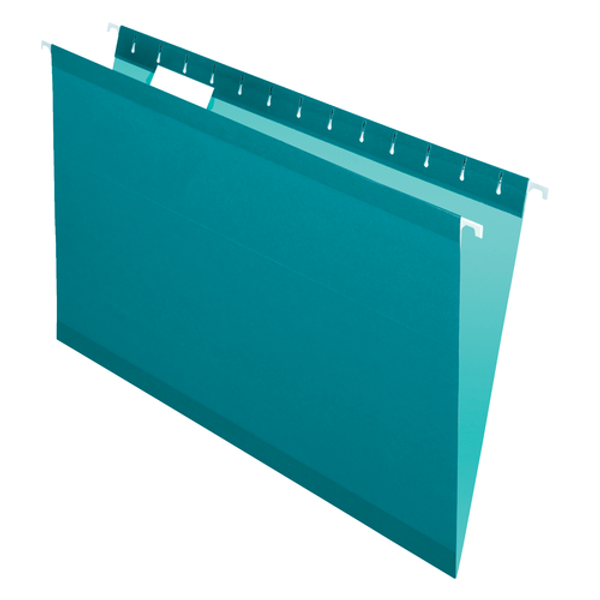 PFX0415315TEA Pendaflex® Reinforced Hanging Folders, Legal Size, Teal, 1/5 Cut, 25/BX