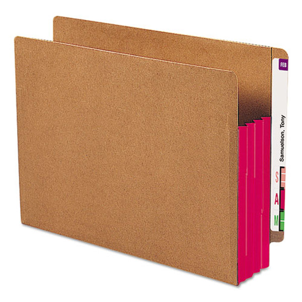 Redrope Drop-front End Tab File Pockets, Fully Lined 6.5" High Gussets, 3.5" Expansion, Letter Size, Redrope/red, 10/box