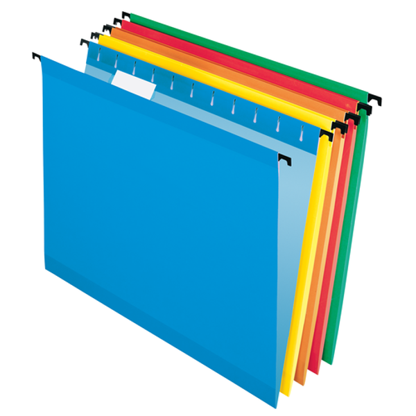 PFX615215Asst Pendaflex® SureHook® Reinforced Hanging Folders, Letter Size, Assorted Colors, 1/5 Cut, 20/BX