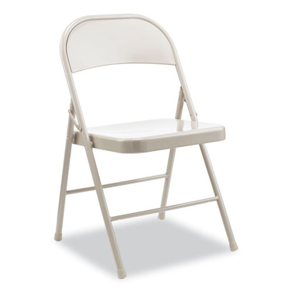 Armless Steel Folding Chair, Supports Up To 275 Lb, Taupe Seat, Taupe Back, Taupe Base, 4/carton