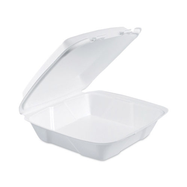 Insulated Foam Hinged Lid Containers, 9.01 X 9.4 X 3, White, 100/pack, 2 Packs/carton