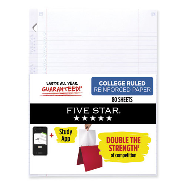 Reinforced Filler Paper Plus Study App, 3-hole, 8.5 X 11, College Rule, 80/pack - MEA170102