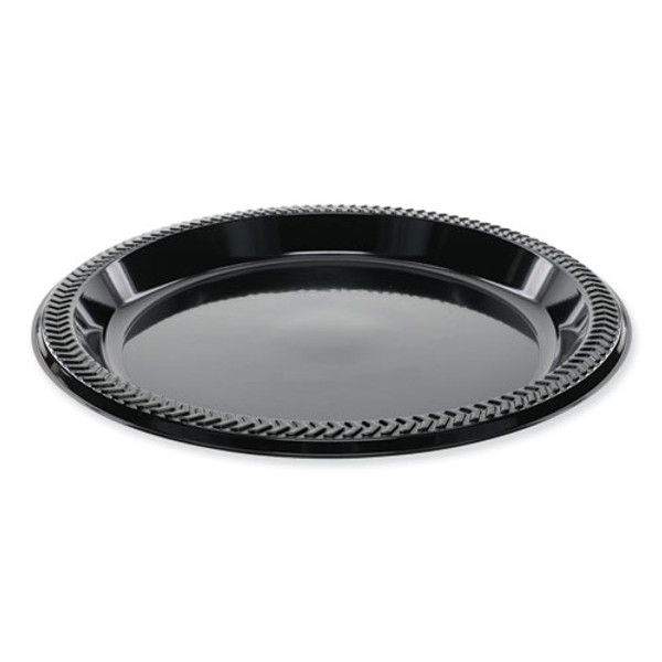 Meadoware Impact Plastic Dinnerware, Plate, 8.9" Dia, Black, 400/carton