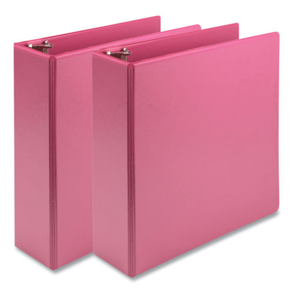 Earth's Choice Plant-based Economy Round Ring View Binders, 3 Rings, 3" Capacity, 11 X 8.5, Pink, 2/pack