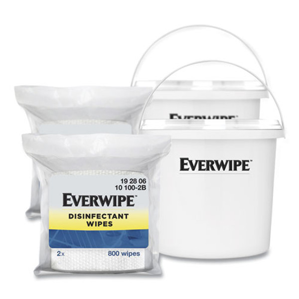 Disinfectant Wipes, 1-ply, 8 X 6, Lemon, White, 800/dispenser Bucket, 2 Buckets/carton