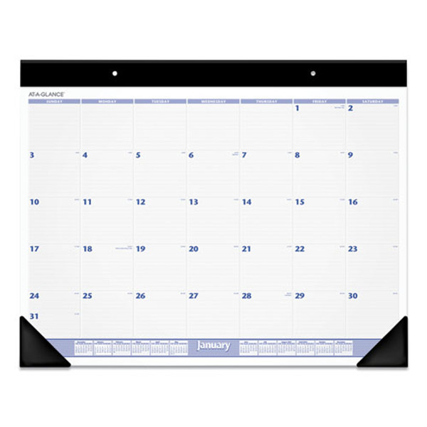 Desk Pad, 24 X 19, White Sheets, Black Binding, Black Corners, 12-month (jan To Dec): 2024