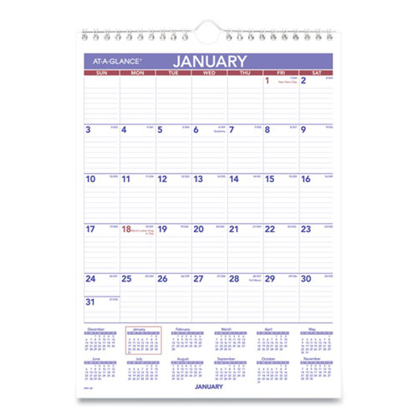 Monthly Wall Calendar With Ruled Daily Blocks, 8 X 11, White Sheets, 12-month (jan To Dec): 2024
