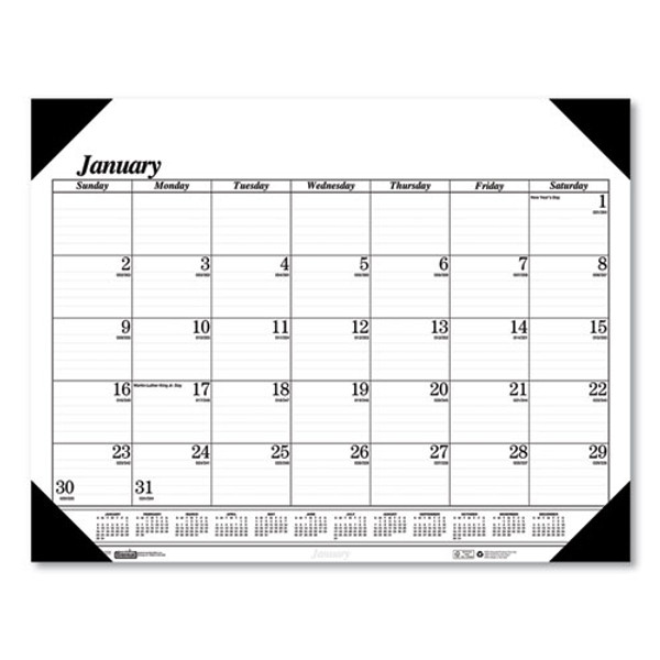 Recycled One-color Dated Monthly Desk Pad Calendar, 18.5 X 13, White Sheets, Black Binding/corners,12-month (jan-dec): 2024