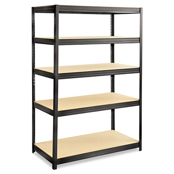 Boltless Steel/particleboard Shelving, Five-shelf, 48w X 24d X 72h, Black