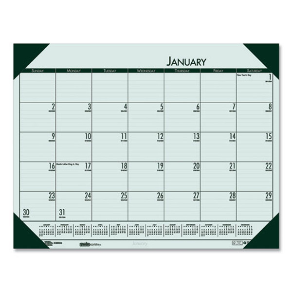 Ecotones Recycled Monthly Desk Pad Calendar, 22 X 17, Green-tint/woodland Green Sheets/corners, 12-month (jan To Dec): 2024