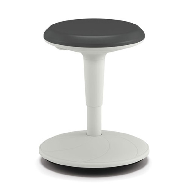 Revel Adjustable Height Fidget Stool, Backless, Supports Up To 250 Lb, 13.75" To 18.5" Seat Height, Charcoal Seat, White Base