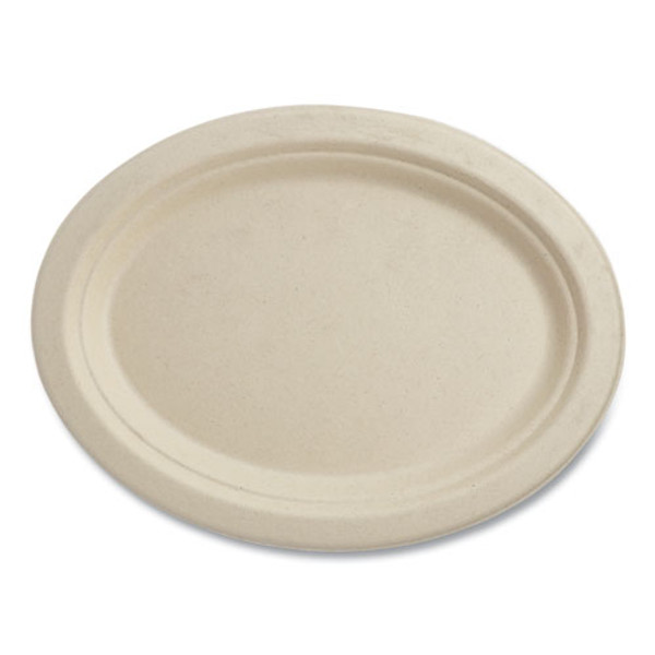 Fiber Plates, 12" Oval, Natural, 500/carton