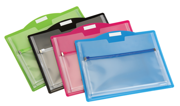 PFX83717 File Cabinet Pocket With Zip Envelope, Assorted