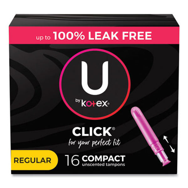 U By Kotex Click Compact Tampons, Regular, 16/pack, 8 Packs/carton