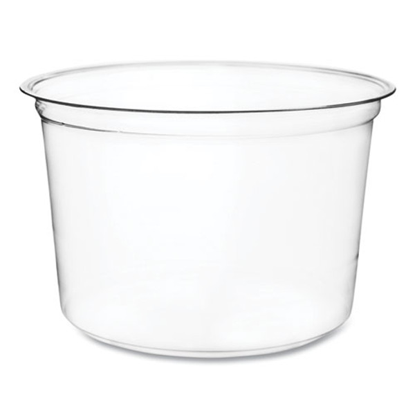 Round Deli Pots, Compostable, 16 Oz, 4.6 Diameter X 3" H, Clear, Plastic, 500/carton