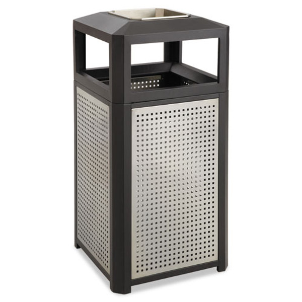 Evos Series Steel Waste Container, 38 Gal, Steel, Black - SAF9935BL