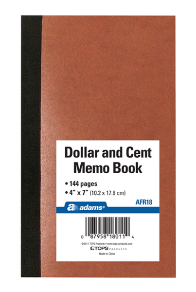 ABFAFR18 Adams® Dollar and Cent Memo Book, 7" x 4", 144 Pages