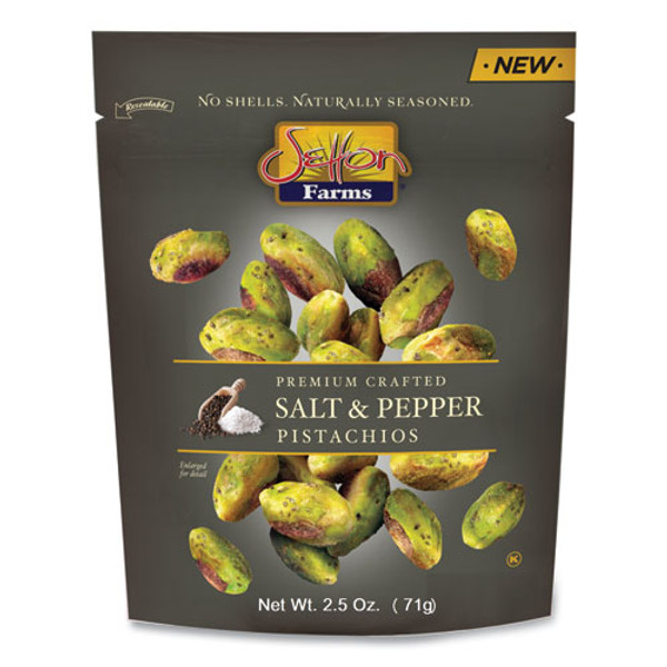 Salt And Pepper Pistachios, 2.5 Oz Bag, 8/carton