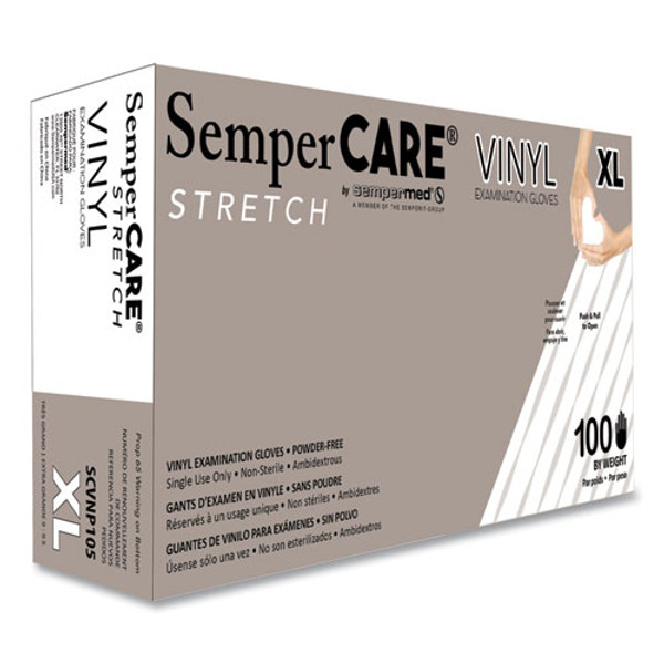 Stretch Vinyl Examination Gloves, Cream, X-large, 100/box, 10 Boxes/carton