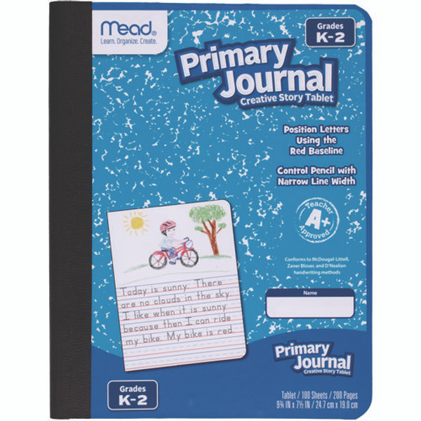 Primary Journal Half Page Ruled, Blue Marble Cover, Primary Rule, (100) 9.75 X 7.5 Sheets