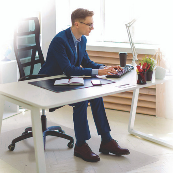 Ecotex Marlon Bioplus Rectangular Polycarbonate Chair Mat For Hard Floors, Rectangular, 45" W X 53" L, Clear
