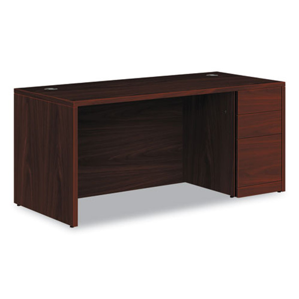 10500 Series Single Pedestal Desk, Right Pedestal: Box/box/file, 66" X 30" X 29.5", Mahogany