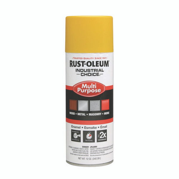 Industrial Choice 1600 System Multi-purpose Enamel Spray Paint, Flat Safety Yellow, 12 Oz Aerosol Can, 6/carton