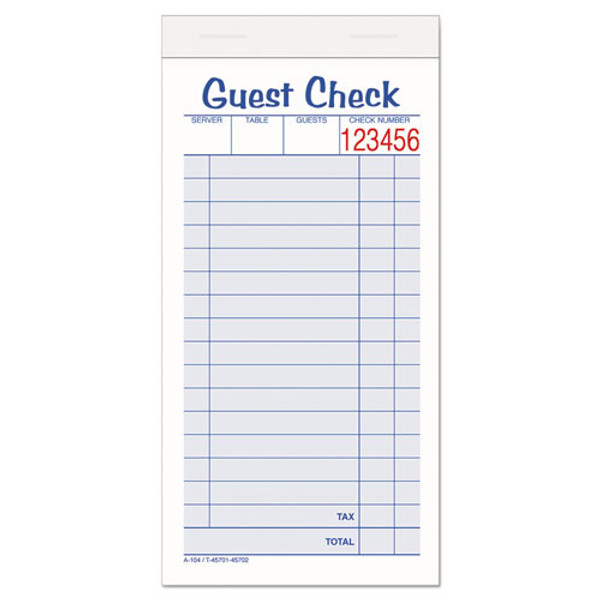 ABF10450SW Guest Check Pad, 2-part, carbonless, 50 SH/PD, 10/PK