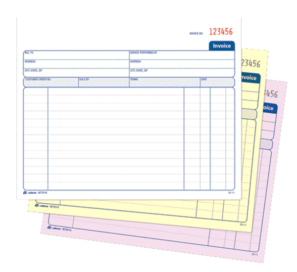 ABFNCT8745 Invoice for Services, 3-Part, Carbonless