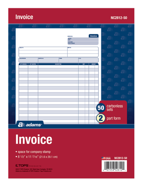 ABFNC281250 Invoice Unit Set, 2-Part, Carbonless, 50/PK