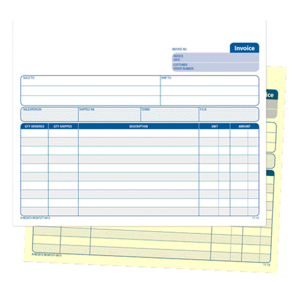 ABFNC2872 Invoice Unit Set, 2-Part, Carbonless, 100/PK