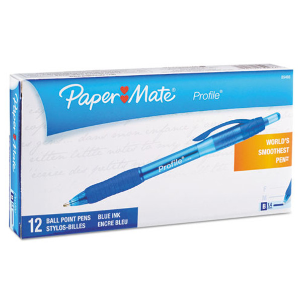 Profile Ballpoint Pen, Retractable, Bold 1.4 Mm, Blue Ink, Translucent Blue Barrel, Dozen - PAP89466A